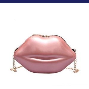 Black/Pink Mini lip shape purses